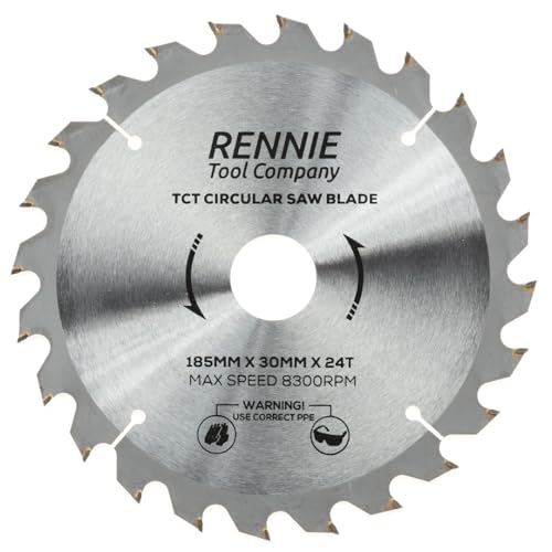 TCT-Sägeblatt, 185 mm x 24 Zähne, Kreissägeblatt für Rip Cuts x 30 mm Bohrung + 25 mm/20 mm/16 mm Bohrungsreduzierungsringe, passend für Evolution Bosch, Makita, Ryobi, Dewalt Kreissägen usw., passend TCT-Sägeblatt, 185 mm x 24 Zähne, Kreissägeblatt für Rip Cuts x 30 mm Bohrung + 25 mm/20 mm/16 mm Bohrungsreduzierungsringe, passend für Evolution Bosch, Makita, Ryobi, Dewalt Kreissägen usw., passend von Rennie Tool Company