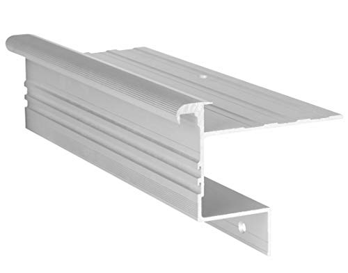110 cm Treppenprofil STABIL 14,5 mm - Treppenkantenprofil für Treppenverkleidung und Treppenrenovierung - Farbe: Silber von RenoShop