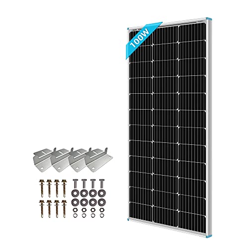 RENOGY 100W 12 Volt Solarmodul mit 4 Stück von Z-Halter Monokristallin Solarpanel Photovoltaik Solarzelle Ideal zum Aufladen von 12V Batterien Wohnmobil Garten Camper Boot von Renogy