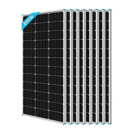 RENOGY 800W Solarpanel Solarmodul Monokristallin Photovoltaik 800 Watt Solarzelle Ideal zum Aufladen von Lithium Batterien Wohnmobil Garten Camper Boot (8 STK 100W) von Renogy