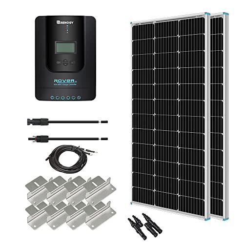 Renogy 12V 1KWh Solaranlage, Inselanlage Solar Set mit 200W 12V Monokristallin Solarmodul, 12V 40A MPPT Solarladeregler, Kabeln und Halterungen für Garten, Balkon, Camper, RV und Wohnmobil von Renogy