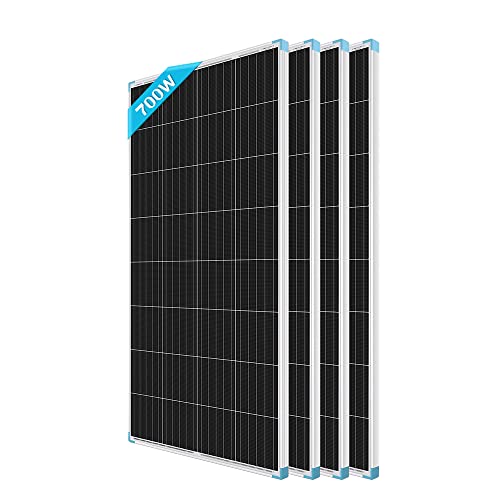 Renogy 700W Solarmodul Monokristallin Solarpanel Photovoltaik Solarzelle Ideal zum Aufladen von 12V Batterien Balkon Wohnmobil Garten Camper Boot （175WX4） von Renogy