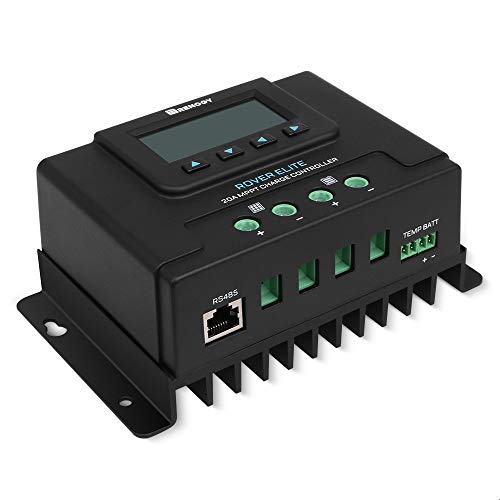 Renogy Solar-Laderegler, 12 V/24 V, Auto-MPPT mit LCD-Display mit Hintergrundbeleuchtung, mit Temperatursensor, passend für Gel-versiegelte, überflutete und Lithium-Batterien, Rover Elite 20 A von Renogy