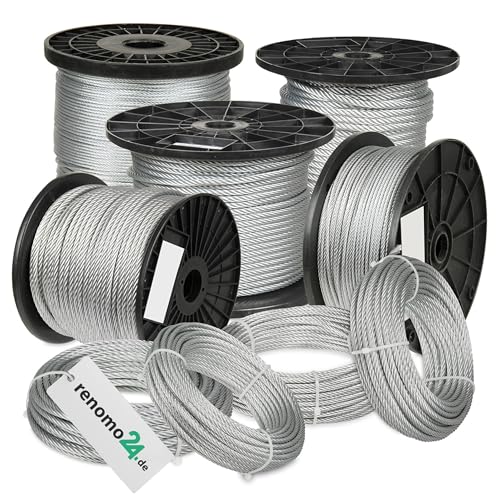 Renomo24 - Drahtseil 30m, 2mm Ø, Konstruktion 6x7 - Stahlseil verzinkt von Renomo24