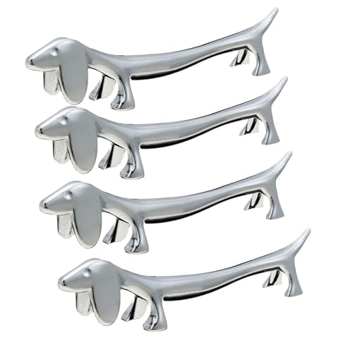 4 Stücke Messerbank, Metall Hunde EssstäBchen Halter, Besteckhalter Für Tisch, Klei Ner Hund Form Besteckhalter Für Messer Gabel Löffel, Messerbänkchen Edelstahl Gabel Stand Löffel Geschirr Rack Halte von Renopfect