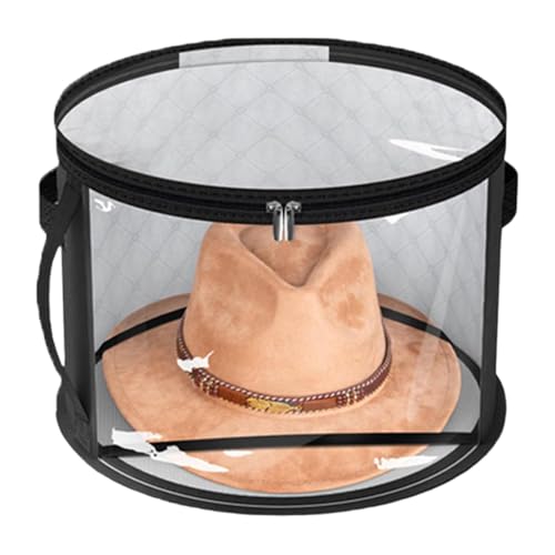 Hut Aufbewahrungsbox Mit Deckel, Reise Hut Organizer-Box, Transparenter Hutboxen Zur Aufbewahrung, Runde Faltbare Reise Hut Organizer Box Staubdichtem Hut Aufbewahrungstasche Organisationsbox 42x26cm von Renopfect