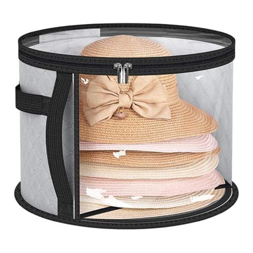 Hut Aufbewahrungsbox Mit Deckel, Reise Hut Organizer-Box, Transparenter Hutboxen Zur Aufbewahrung, Runde Faltbare Reise Hut Organizer Box Staubdichtem Hut Aufbewahrungstasche Organisationsbox 42x26cm von Renopfect