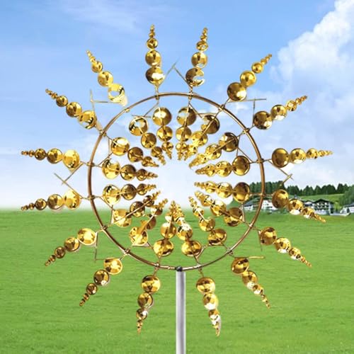 Magic Windmill, Metall-Windmühle, 93cm Garten Wind Spinner Einzigartige Und Magische Metall Windmühle, Windspinner Spinner Skulpturen Windfänger, Rasen Wind Spinners Für Outdoor Wind Catcher von Renopfect