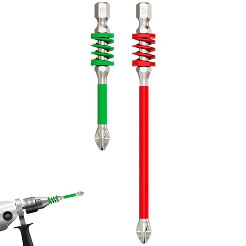 Renopfect Elektrische Schraubendreher-Bits - 2 Magnet-Bohrbits für Bohrmaschinen - Rutschfeste Federbelastete Robuste Metall Arbeitswerkzeug für Heimwerker Elektronik und Gebäudeinstandhaltung von Renopfect