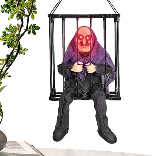 Renopfect Halloween-Gefangenenkäfig - Animierte Terror-Spukhaus-Dekoration-Requisite | Gruseliger Gefangenenkäfig, schreiende Halloween-Dekoration mit Bewegungs- und Lichtsensor Renopfect Halloween-Gefangenenkäfig - Animierte Terror-Spukhaus-Dekoration-Requisite | Gruseliger Gefangenenkäfig, schreiende Halloween-Dekoration mit Bewegungs- und Lichtsensor von Renopfect