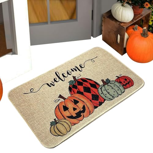 Renopfect Halloween Teppich | Kürbis Motiv Hausvorleger,48x76 cm Halloween Türvorleger Willkommensmatte Herbstdekoration für Eingangsbereich Renopfect Halloween Teppich | Kürbis Motiv Hausvorleger,48x76 cm Halloween Türvorleger Willkommensmatte Herbstdekoration für Eingangsbereich von Renopfect