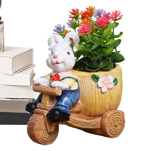 Renopfect Hasentopf, Osterhasen Blumentöpfe Hase Figur Sukkulenten Töpfe, Niedlicher hase-Harz-Sukkulenten-Übertopf, Ostern Dekoration Übertopf, Winziger Tier-Pflanzgefäß, Garten, Drinnen Und Draußen von Renopfect