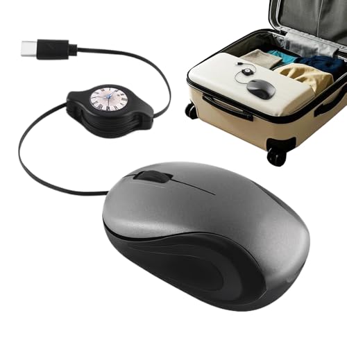 Renopfect Reisemäuse Für Laptops | Einziehbare Kabelgebundene Computermaus Für Laptops - Ergonomische Computerzubehör Für Unisex-Spieler PC Bürozubehör Schreibtisch Flugzeug Zuhause Arbeit Kaffeehaus von Renopfect