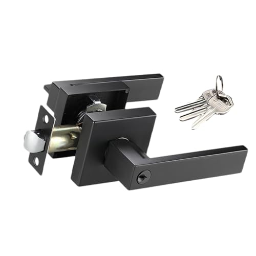 Renopfect Sichtschutz-Türgriff, Türgriffe innen mit Schloss - 3-Bar Moderner Türgriff Drei-Bar,Quadratischer Türhebel aus Aluminiumlegierung, Außentürschloss für Schlafzimmer, Haustür, Tor, Garage von Renopfect
