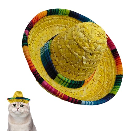 Renopfect Sombrero Festhüte - Gewebene Mexikanische Festhüte - Kostümdekoration Mit Breiter Krempe Für Geburtstage Kinder Haustierfeste Outdoor von Renopfect