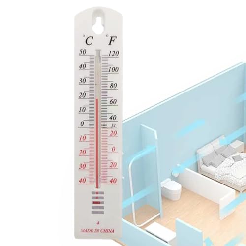 Renopfect Temperaturanzeige - Wand-Innentemperaturmesser,Wandmontiertes Temperaturmessgerät mit großen Zahlen für Gartenmauern, Häuser, Gewächshäuser, Lagerhäuser von Renopfect