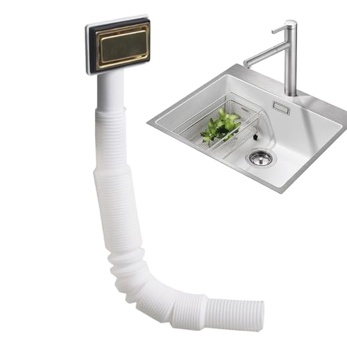 Renopfect Überlaufsiphon für Küchenspüle - Quadratischer Ablauf Ersatzrohr,Flexibler Schlauch Verlängerung Für Küche Und Badezimmer von Renopfect