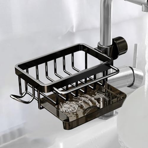 Wasserhahn rega Spülbecken Organizer, Spüle Organizer Mit Abflusspfanne/Lappenhalter, Waschbecken Organizer Hängend Für Küche & Badezimmer, Schwammhalter Spüllappenhalter Ablage Für Spülbecken von Renopfect