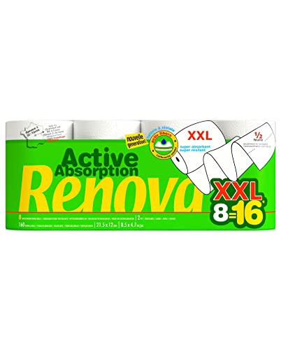 Renova Active Absorption 2-lagig, weiß, XXL, 8 Rollen = 16 Rollen von Renova