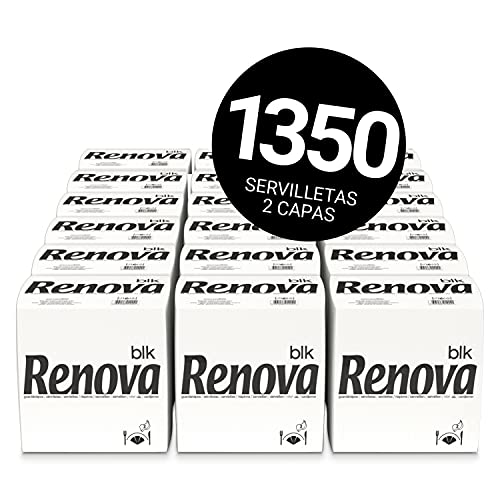 RENOVA BLK-Servietten, 1.350 Premium-Servietten, weiß, groß, 2 Schichten von Renova