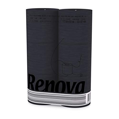 Renova H&PC-53742 Toilettenpapier, 3-lagig, weich, Schwarz, 6 Stück von Renova