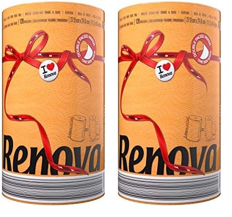 Renova ORANGE Paper Towel 1 Roll Protects Slips Regular (Packung mit 2) von Renova