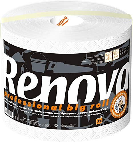 Renova Professional Big Roll Mehrzweck-Papierrolle, 100% recycelt, 2-lagig, 1 Rolle von Renova