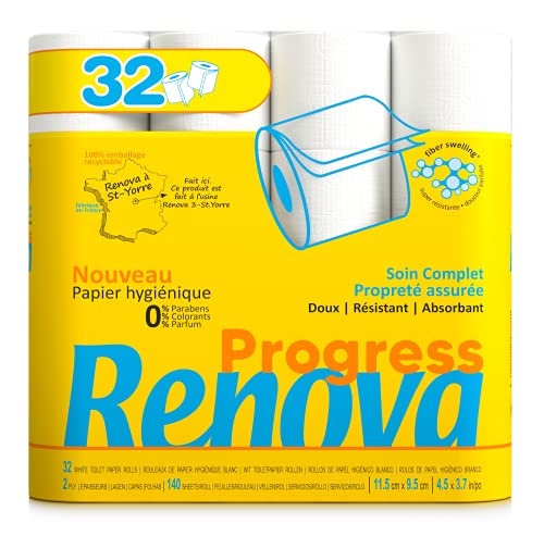 Renova Hygienisches Papier, 32 Rollen, 2 Falten, weiß von Renova