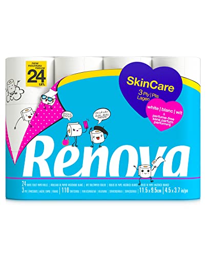 Renova SkinCare Toilettenpapier, 3-lagig, weiß, 24 Rollen von Renova