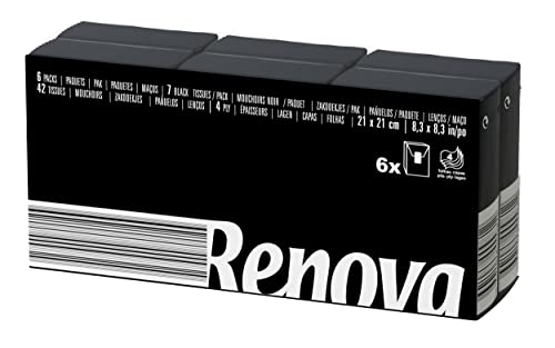 Renova Taschentücher schwarze Kompakt, 6 Päckchen, 10 Stück (6er Pack) von Renova