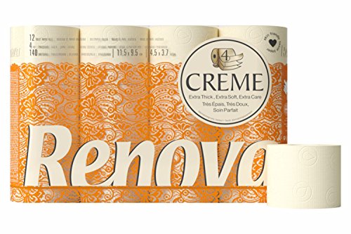Renova Toilettenpapier 4 lagig Creme parfümiert, 12 Rollen Rolle von Renova
