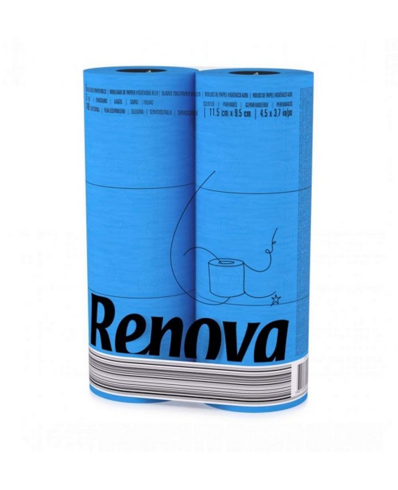 Renova Toilettenpapier RENOVA Blaues Toilettenpapier - BLAU in Folie 6 Rollen von Renova