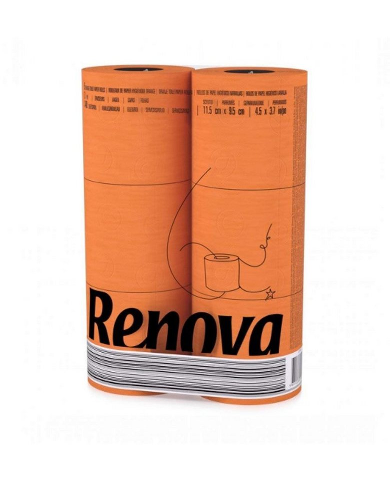 Renova Toilettenpapier RENOVA Oranges Toilettenpapier - ORANGE in Folie 6 Rollen von Renova