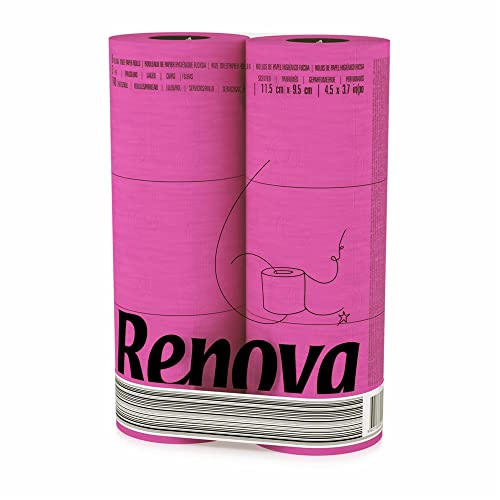 Renova Toilettenpapier, Pinkfarben, Standardpackung mit 6 Rollen Fuchsia von Renova