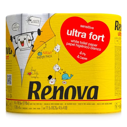 Renova ULTRA FORT Toilet Paper 4 Rolls, White, Regular von Renova
