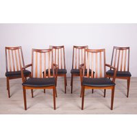 Mid Century Teak & Leather Dining Chairs By Leslie Dandy For G-Plan, 1960S, Set Of 6 von RenovatorPoland