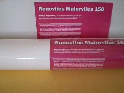 Renoviervlies 150 g Malervlies Anstrich-Vlies glatte überstreichbare Vliestapete weiß | 18,75 qm 25 Meter Rolle von Renovlies