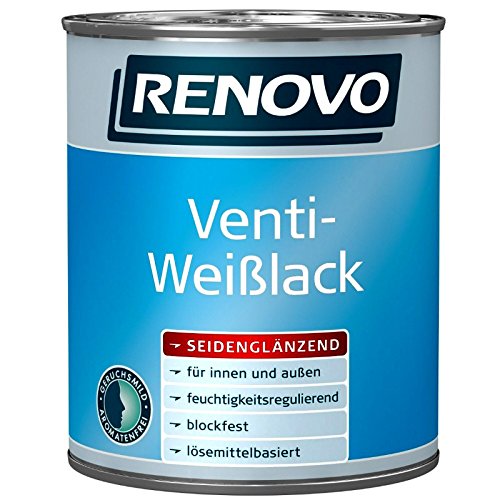 Renovo 0,75 Liter Venti-Weißlack Fensterlack aussen und innen seidenglänzend Ventilationslack (klein) von Renovo