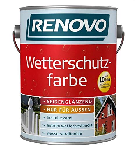 Renovo 2,5 Liter Wetterschutzfarbe Lichtgrau Nr.7035 10 Jahre Langzeitschutz von Renovo