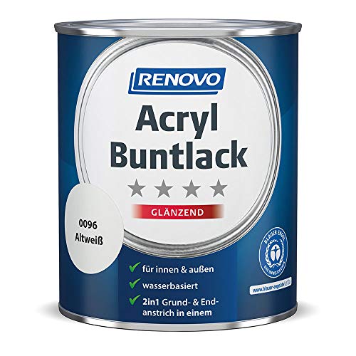 Acryl-Buntlack 2-in-1 750 ml RAL 0096 Altweiß glänzend Renovo von Renovo