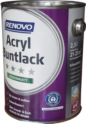 Acryl-Buntlack 2-in-1 750 ml RAL 5010 Enzianblau seidenmatt Renovo von Renovo