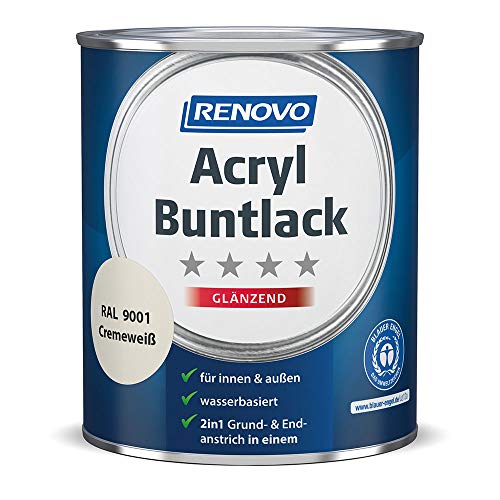 Acryl-Buntlack 2-in-1 750 ml RAL 9001 Cremeweiß glänzend Renovo Acryl-Buntlack 2-in-1 750 ml RAL 9001 Cremeweiß glänzend Renovo von Renovo
