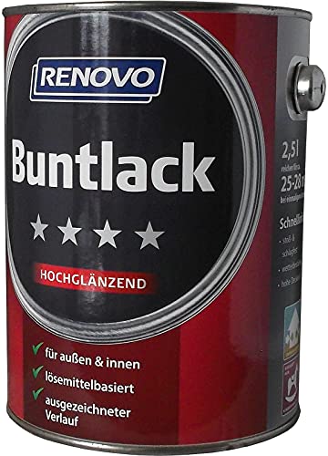 Buntlack 2,5 L RAL 9900 Schwarz Hochglänzend Renovo von Renovo