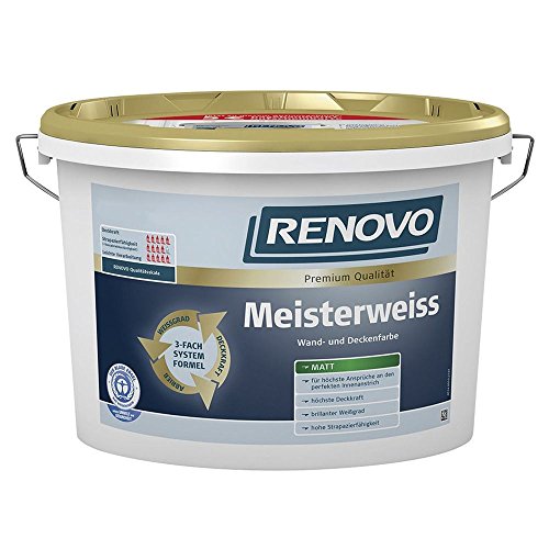 Innenfarbe Meisterweiss 10 L matt Wandfarbe Deckenfarbe Renovo von Renovo