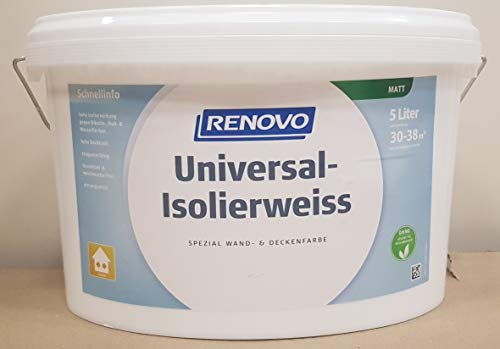 Renovo 5 Liter Isolierweiss gegen Nikotin. Ruß- und abgetrocknete Wasserflecken von Renovo