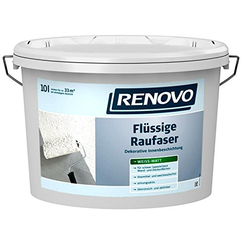 Renovo Flüssige Rauhfaser 10 Liter Raufaser Strukturfarbe Rollrauhfaser von Renovo