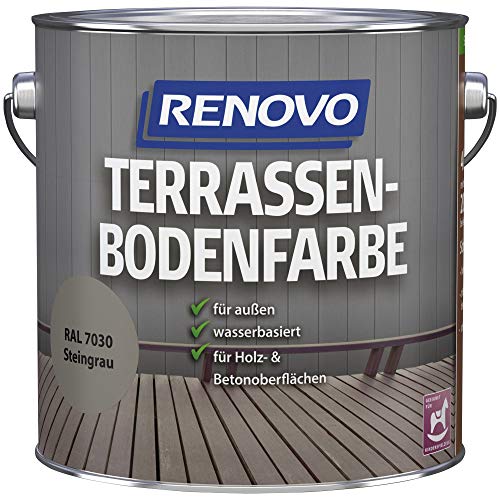 RENOVO - Terrassebodenfarbe RAL 7030 steingrau - 4,0 Liter von Renovo