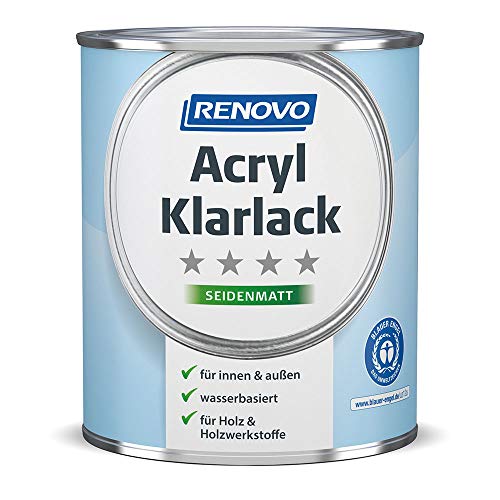 Renovo, Acryl Klarlack Seidenmatt 750 ml, Innen & Außen, Profilholzlack von Renovo