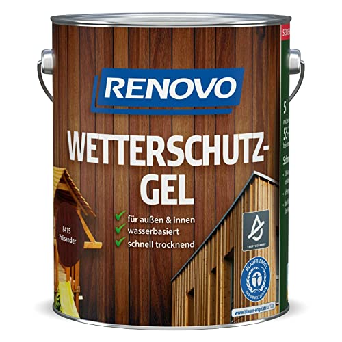 Renovo 5Ltr, Wetterschutz-Gel 8415 Palisander, wasserbasiert, für außen und innen von Renovo