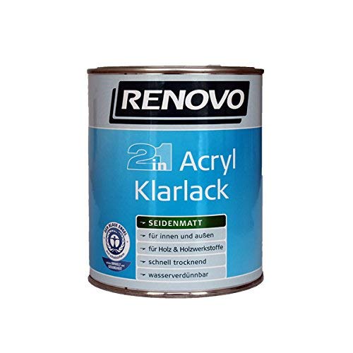 Renovo Acryl seidenmatter 2 in 1 Klar-Lack 2,5 l für innen und außen von Renovo